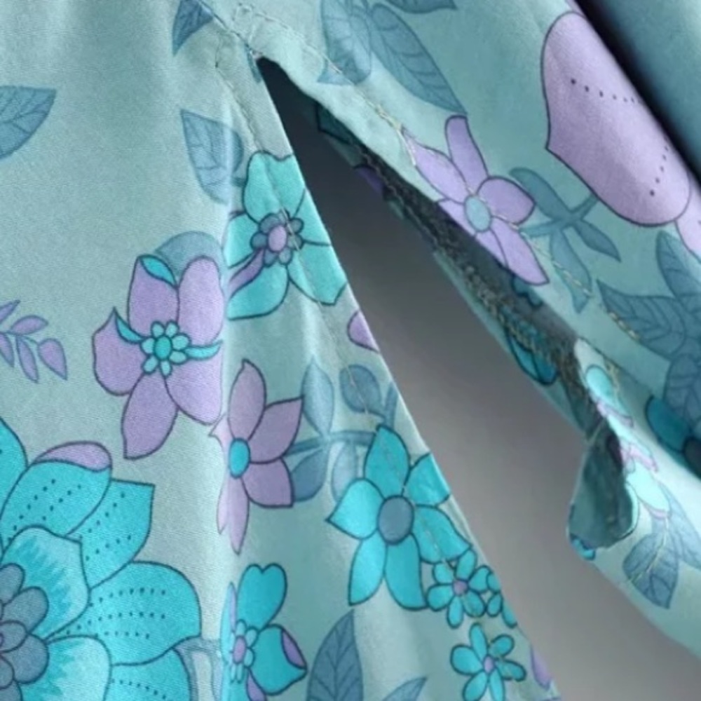 Blue & Purple Bohemian Floral Kimono Duster Wrap - Picture 4 of 4